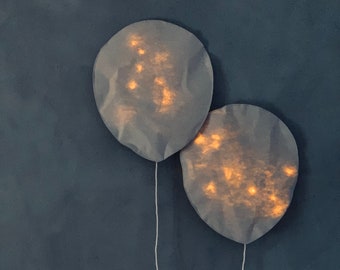 Set of 2 Light Balloons L + L Gray • Lamp for children • Wall decoration for children's room