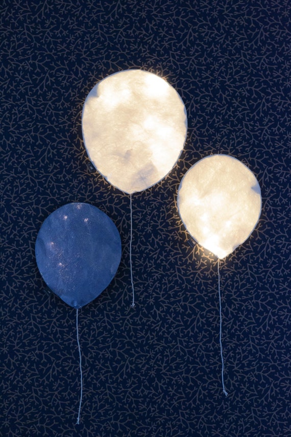 Set di 3 Palloncini Luminosi Bianco Blu Lampada LED Bianca in