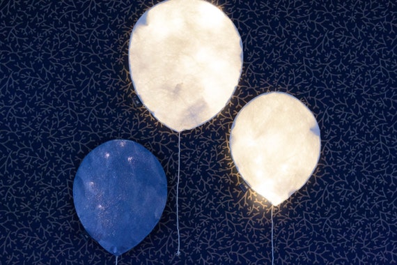 Set di 3 Palloncini Luminosi Bianco Blu Lampada LED Bianca in Carta  Lavabile -  Italia