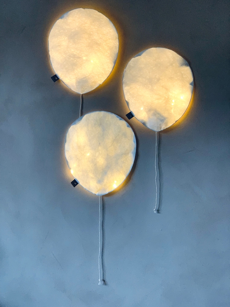 Trio di palloncini luminosi Luci notturne per bambini Decorazione da parete per bambini Lampada di carta immagine 1