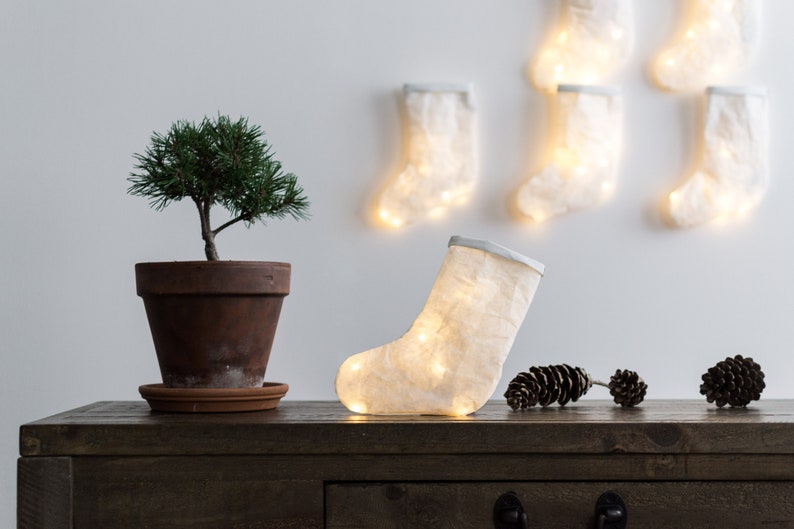 Set of 2 Christmas Stocking Lights Lamp Led in washable paper image 6