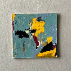 ORIGINAL ABSTRACT PAINTING 10 x 10cm Acrylic on cardboard with wooden frame Nice gift Ready to hang image 4