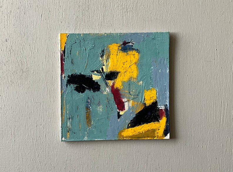 ORIGINAL ABSTRACT PAINTING 10 x 10cm Acrylic on cardboard with wooden frame Nice gift Ready to hang image 4