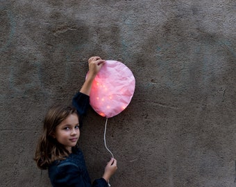 Rose Ballon de lumière • Lampe Papier • Décoration cosy pour chambre d'enfant