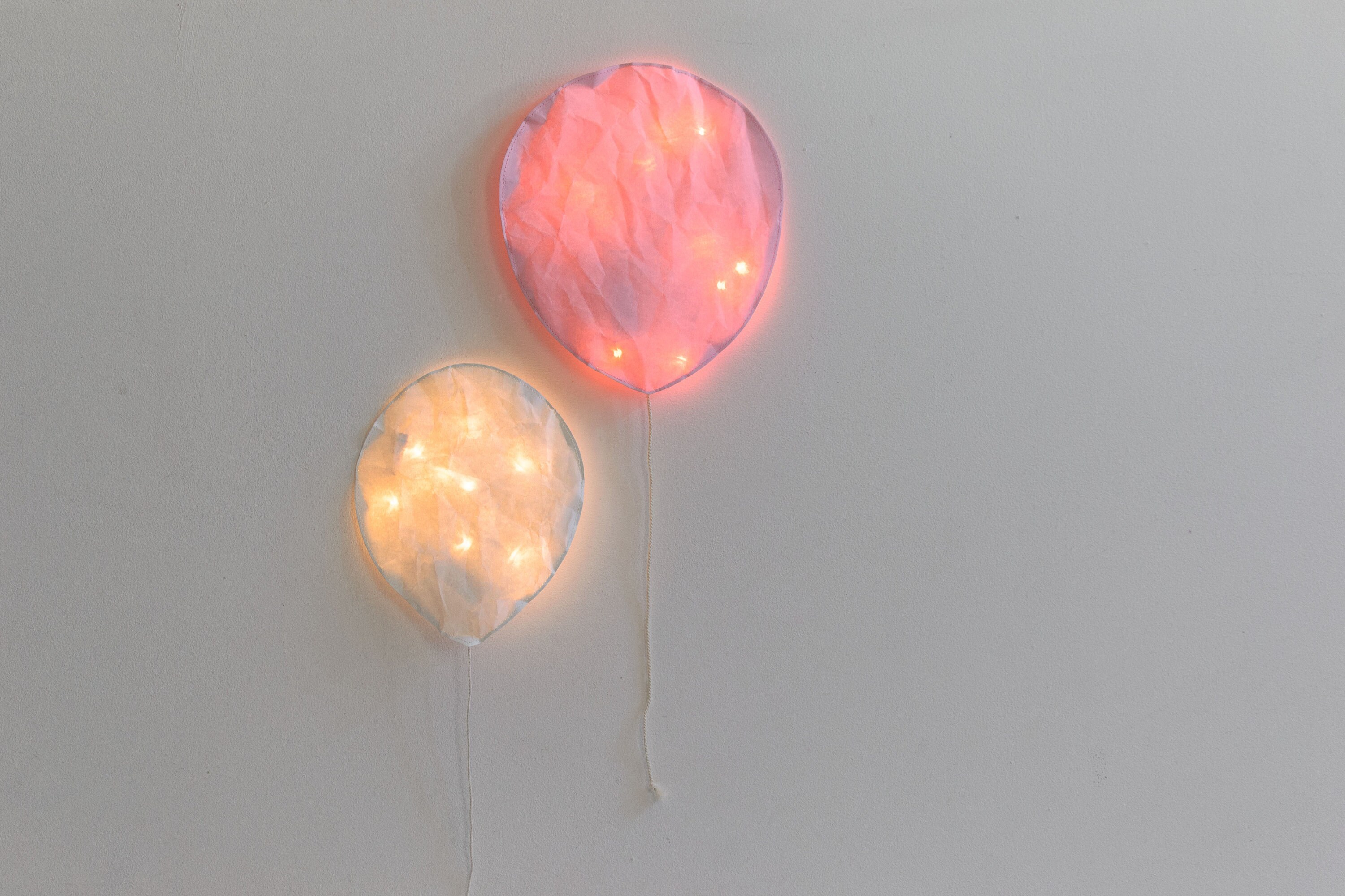 Lot de 2 Ballons Lumière Rose L et Blanc S Lampe Papier Lavable Led