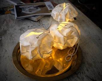 Boules de Lumière Blanc • Veilleuse en Papier LED • Lot de 3 Lampes • Cadeau decoration maison
