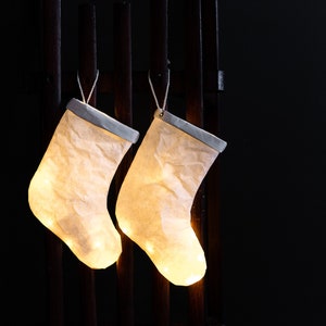 Set of 2 Christmas Stocking Lights Lamp Led in washable paper image 1