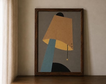 Original collage på papper, vintagelampa, handgjord väggkonst - Lampa nr 01