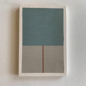Fragment No 2. Geometric abstract painting – small original on raw canvas – minimalist neutral wall art for calm interiors – one of a kind
