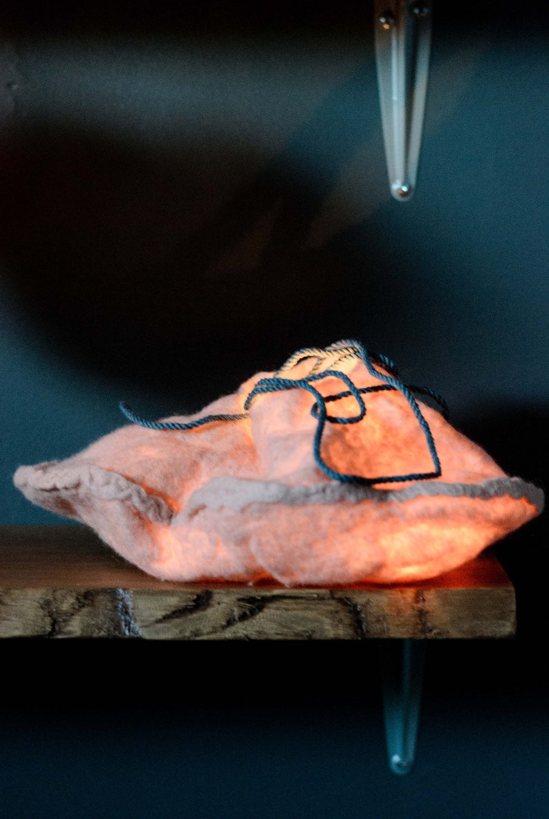 Pink Lighting Cloud Felted wool Lamp LED Night soft light image 3