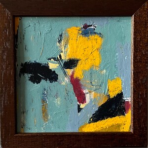 ORIGINAL ABSTRACT PAINTING 10 x 10cm Acrylic on cardboard with wooden frame Nice gift Ready to hang image 6