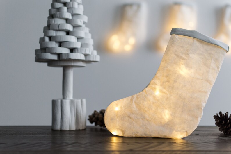 Set of 2 Christmas Stocking Lights Lamp Led in washable paper image 7
