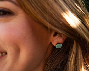 Organic Turquoise Stud Earrings