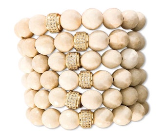 Natural Fossil Stone Beaded Bracelet