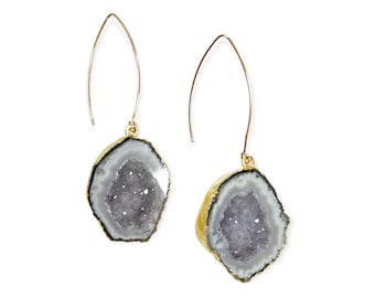 Gray Geode Earrings