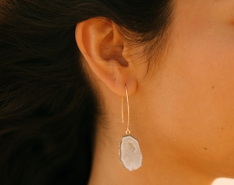 White Geode Earrings