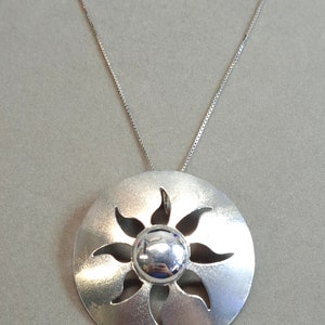 Sterling Silver 925 Tribal Sunburst Celestial Pendant Necklace