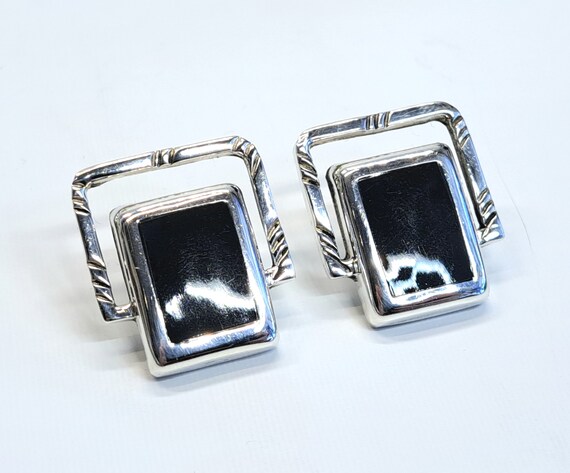 Vintage Mexican Sterling Silver & Black Onyx Post… - image 3