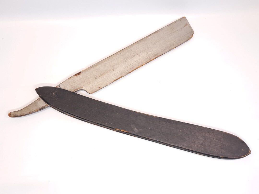 Vintage Large Handmade Wooden Folk Art Straight Razor Barber Shop Sign ...