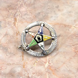 Vintage Masonic Order of the Eastern Star Sterling and Enamel Lapel Pin