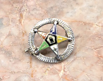 Vintage Masonic Order of the Eastern Star Sterling and Enamel Lapel Pin