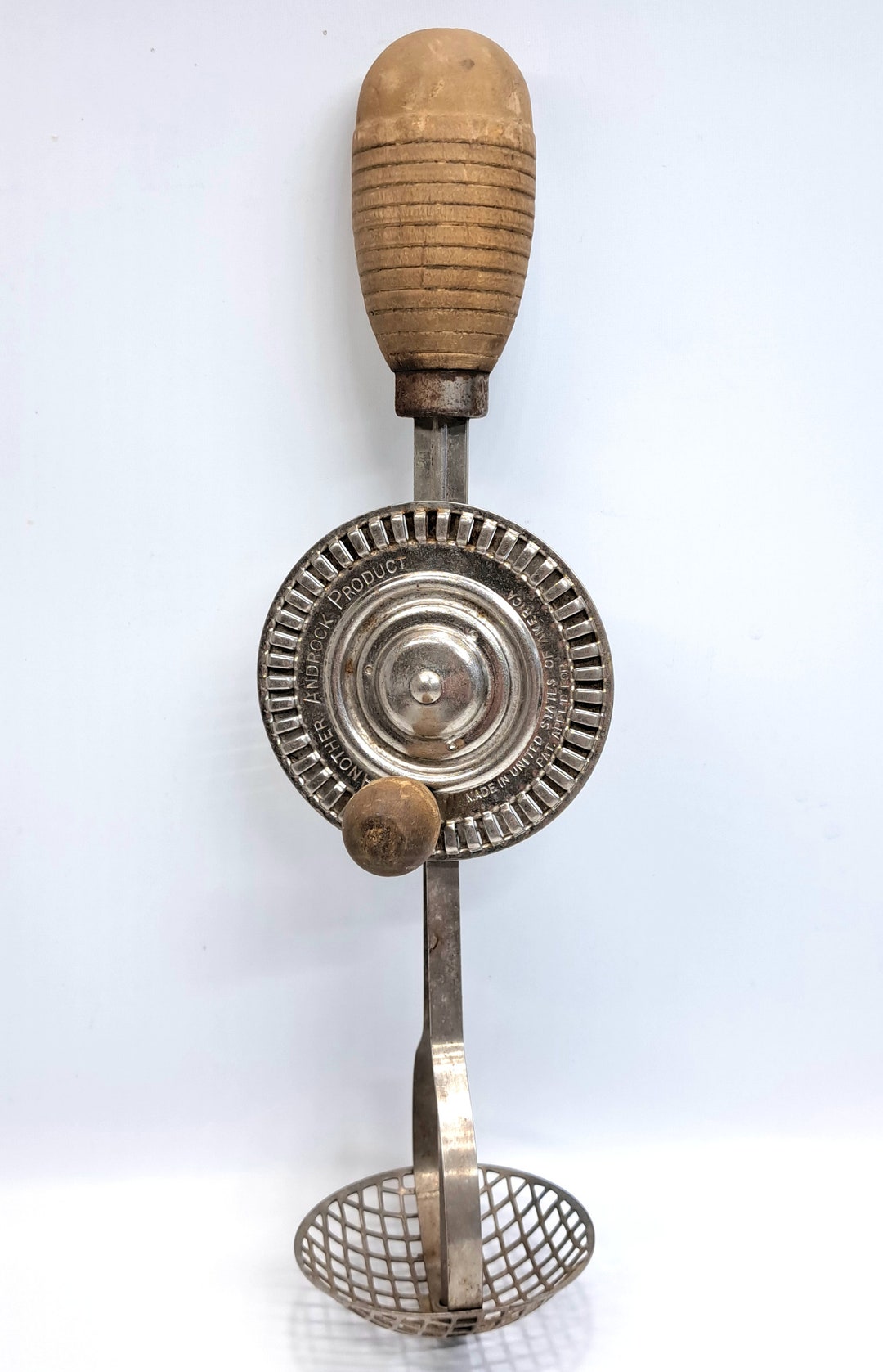 Vintage Androck Hand Cranked Mixer Egg Beater Wooden Beehive Handle Etsy