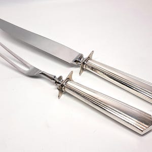 Vintage International Sterling Silver Carving Knife and Fork Set With Stainless Blades