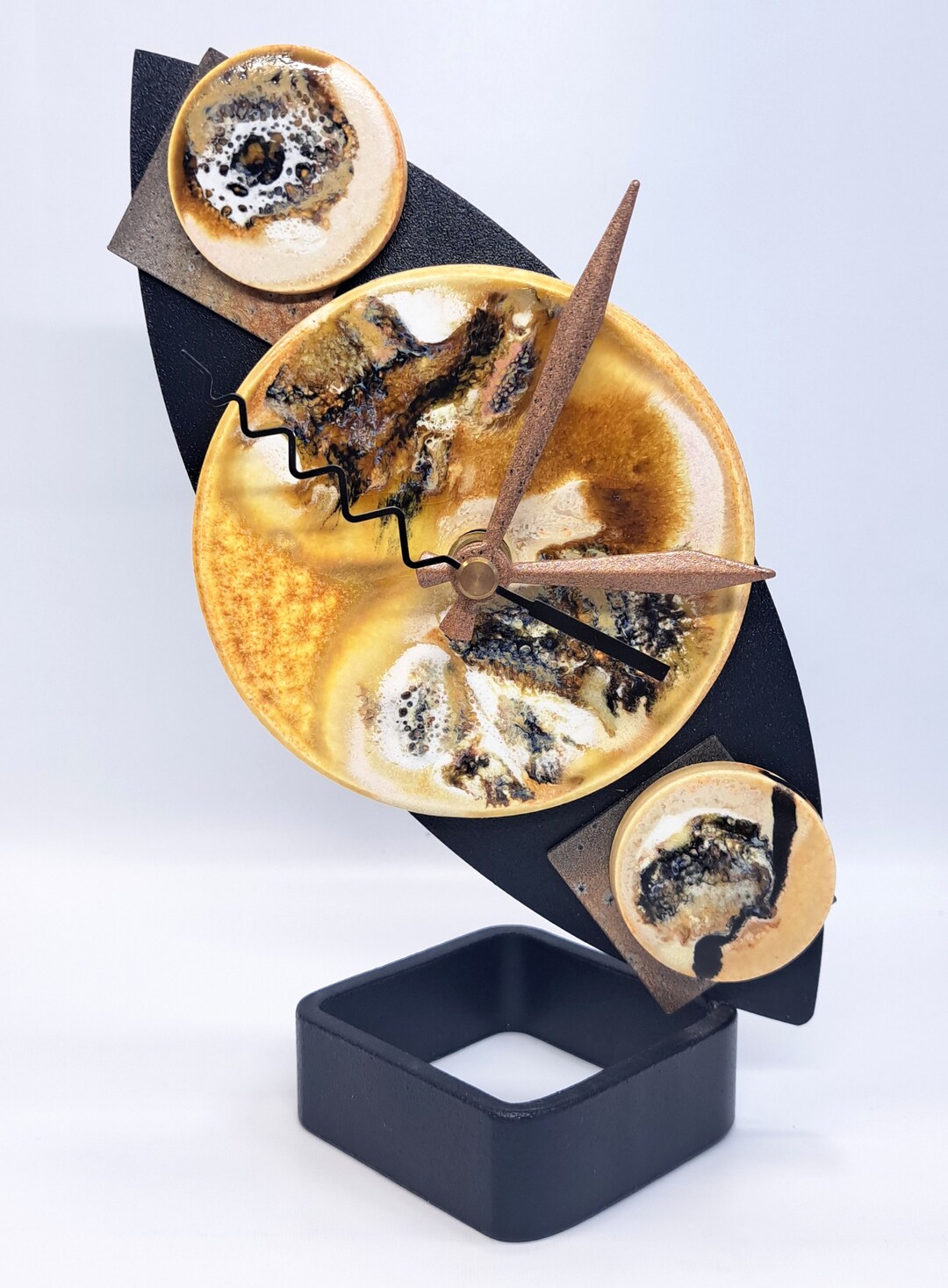 Hand Crafted Abstract Contemporary Art Clock Enameled Circular Tiles ...