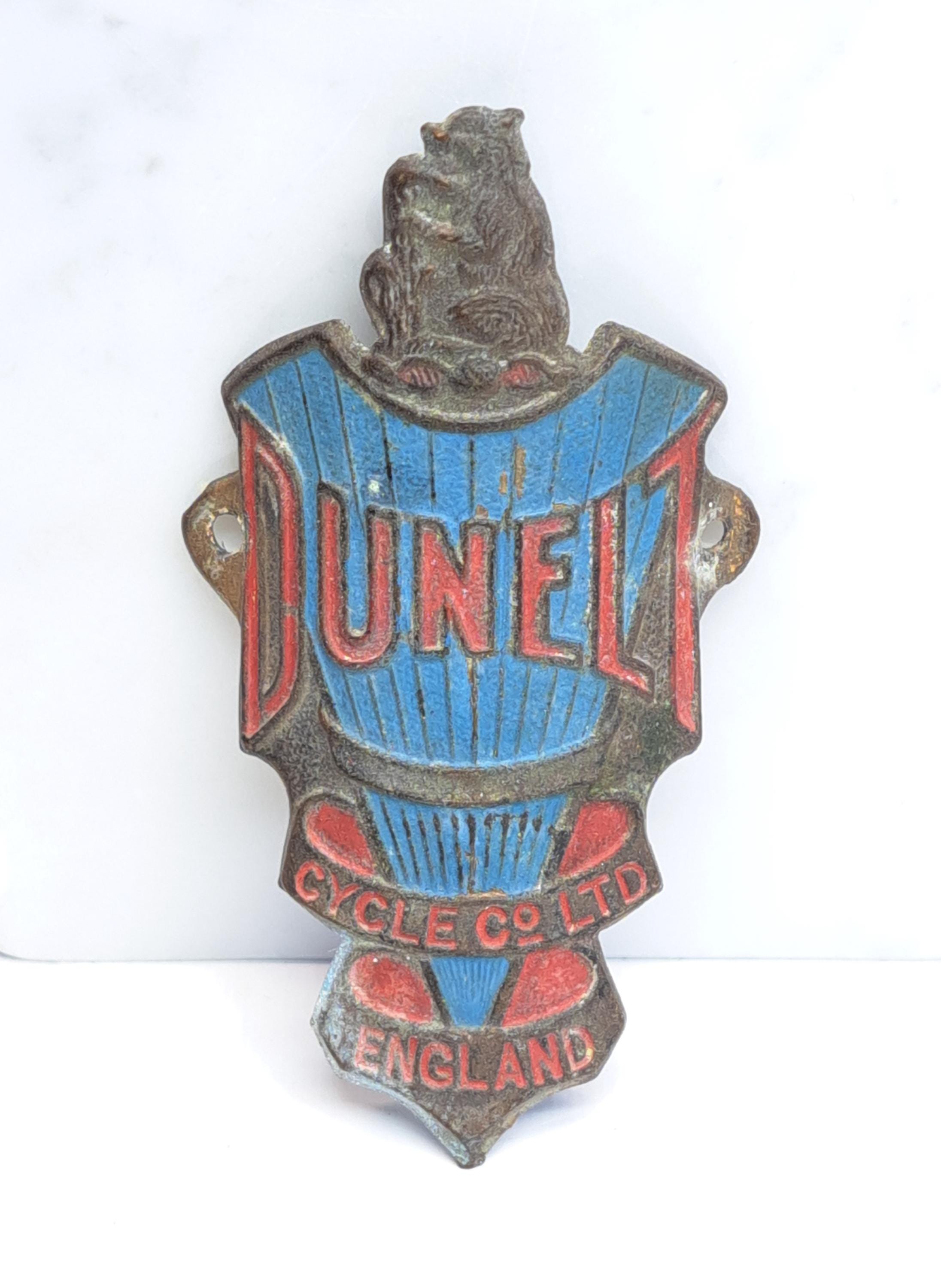 Insigne De Cadre Dunelt Vintage - Badge Tête - Vélo Anglais Années 60-70