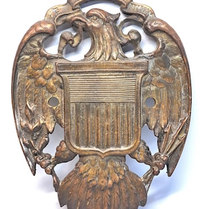 Vintage Cast Brass United States Great Seal &#39;E Pluribus Unum&#39; Eagle Motto & Eagle Emblem