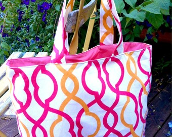 Bolsa de compras, bolsa de playa rosa crema, bolsa de compras reutilizable, hecha a mano, bolsa de mano hecha a mano, bolsa de mercado reutilizable, bolsa de primavera