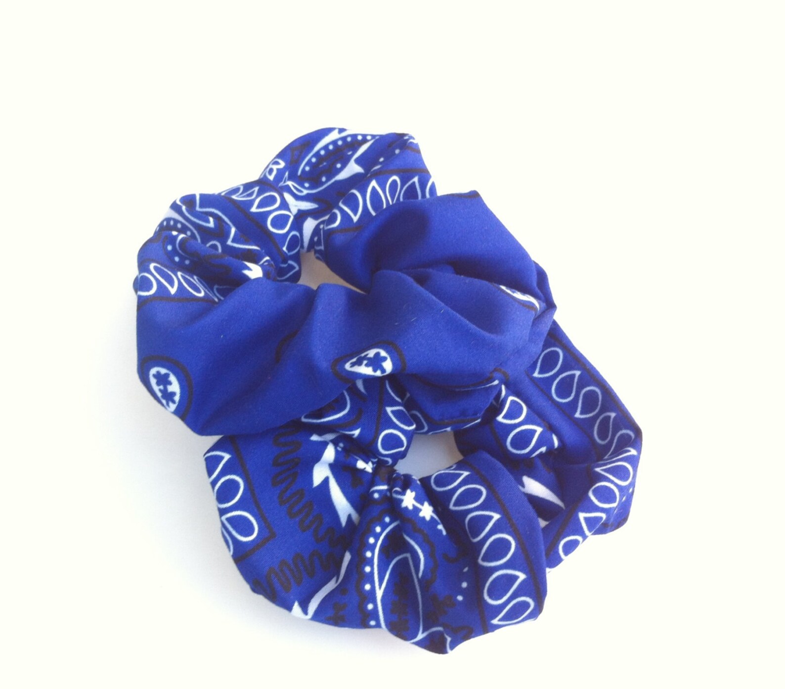Blue Bandana Hair Scrunchies Set of 2 Bandana Fabric Hair Etsy
