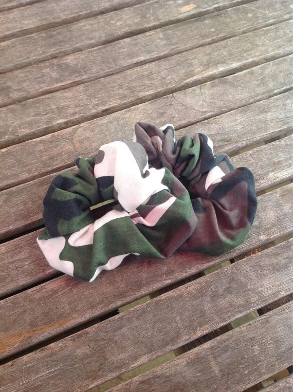 Camo Hair Scrunchies Set Of 2 Hair Ties Camouflage Green Etsy