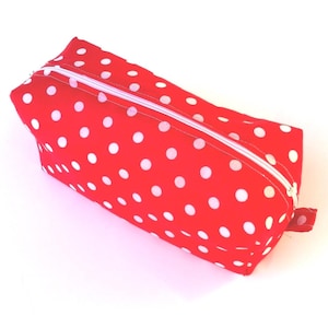 Cosmetic Case / Pencil Case Red and White Polka dots