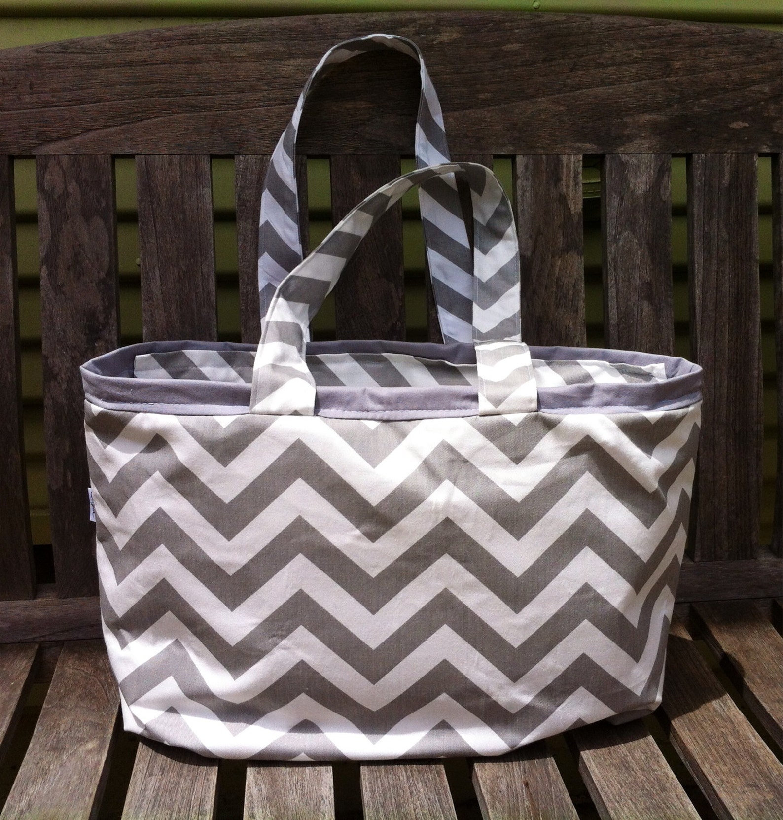 Large Diaper Bag Gray and White Chevron Baby Bag Zipper Etsy