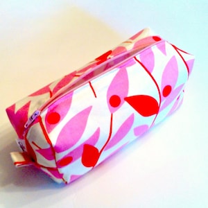 Floral Cosmetic Bag, Pink & White Pencil Pouch