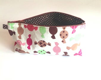 Kleines Täschchen mit Zuckerwatte-Print, Kosmetiktasche, Reißverschlusstasche