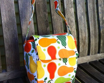 Bolsa térmica para el almuerzo con estampado de peras, bolsa reutilizable para el almuerzo, bolsa de algodón para el almuerzo, bolsa para el almuerzo escolar, bolsa para el almuerzo del trabajo, bolsa para el almuerzo hecha a mano, bolsa colorida para el almuerzo