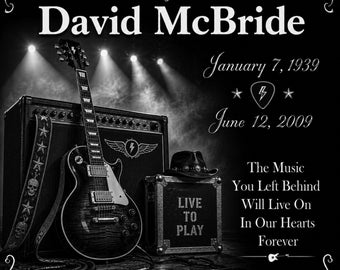 Personalized Guitar Musician Memorial 12"x12" Custom Engraved Headstone Granite Grave Marker Plaque z774
