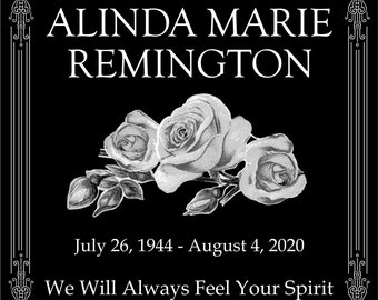 Personalized Memorial 12"x12" Custom Engraved Headstone Granite Grave Marker ROSE Plaque