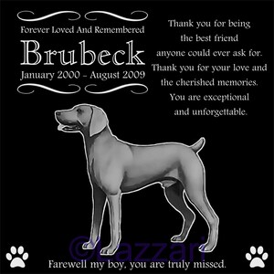 Personalized Weimaraner Dog Pet Memorial 12x12 Engraved Granite Grave Marker Headstone Plaque &quot;Brubeck&quot;