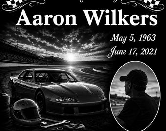 Custom Engraved Personalized Race Car Racing Enthusiast Memorial 12"x12" Headstone Granite Grave Marker Plaque z363