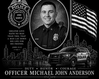 Personalized Policeman Memorial 12"x12" Custom Engraved Headstone Granite Grave Marker Plaque z17