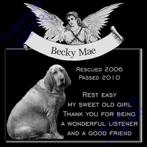 Personalized Dog Cat Pet Memorial 12&quot;x12&quot; Engraved Granite Grave Marker Plaque &quot;Becky&quot;