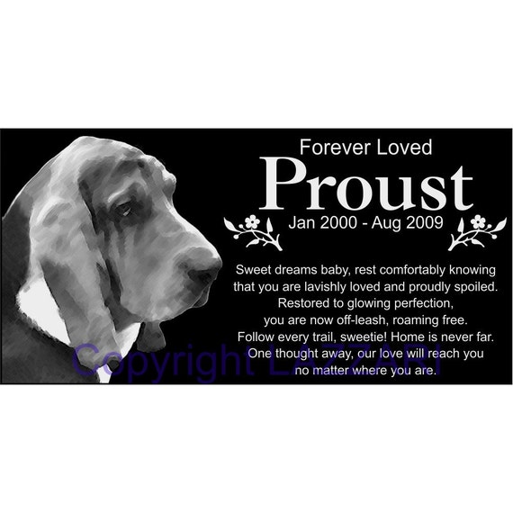 Personalized Basset Hound Pet Dog Granite Memorial 12x6 Inch