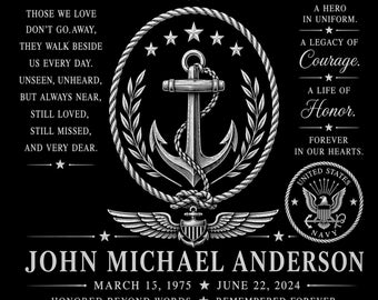 Personalized Military Navy Memorial 12"x12" Custom Engraved Headstone Granite Grave Marker Plaque z17