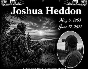 Personalized Hunter Sportsman Outdoors Memorial 12"x12" Custom Engraved Headstone Granite Grave Marker Plaque z413