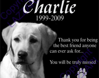 Personalized Dog Cat Pet Memorial 12"x12" Engraved Granite Grave Marker Plaque "Charlie"