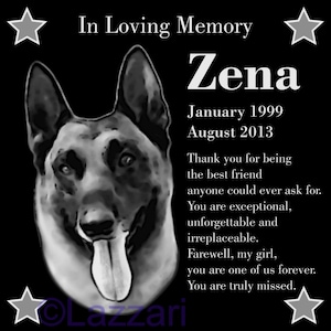 Personalized Belgian Malinois Dog Pet Memorial 12x12 Inch Engraved Granite Grave Marker Plaque &quot;Zena&quot;