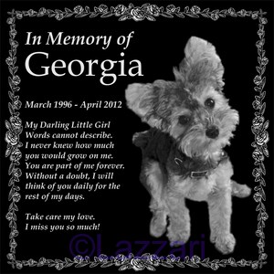 Personalized Dog Cat Pet Memorial 12&quot;x12&quot; Engraved Granite Grave Marker Plaque &quot;Georgia&quot;